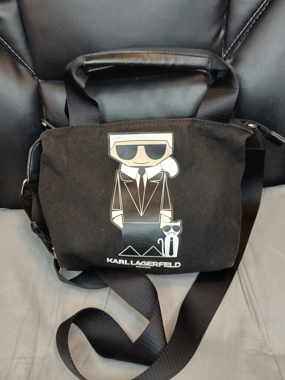 Karl Lagerfeld Black Crossbody Bag with Character Patch